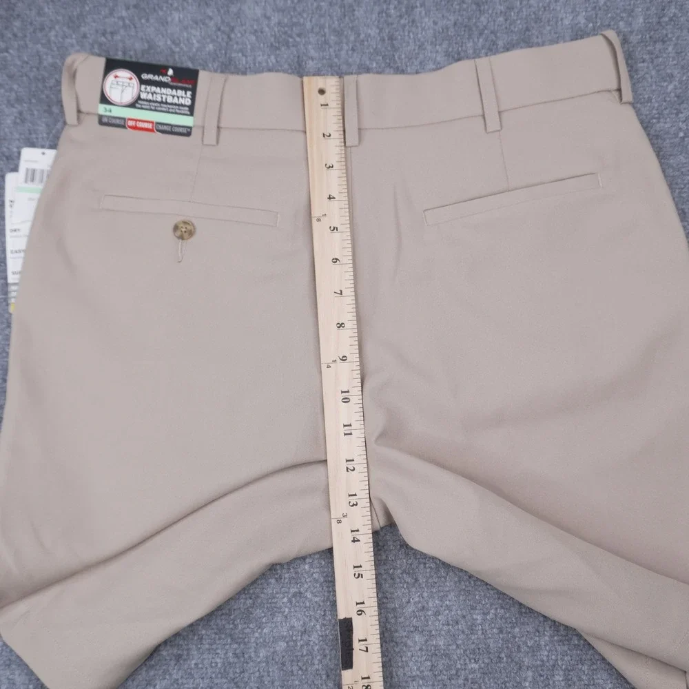 Grand Slam Performance Golf Shorts Men 34 Tan Expandable Waist UPF 50 GSBF8063KO